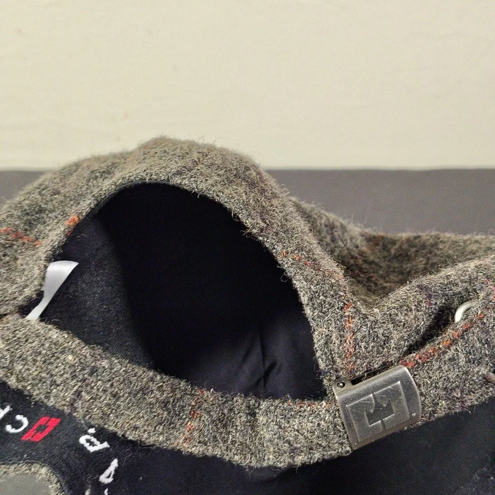 Crown Cap Canada Plaid Wool Baseball Hat Suede Bill Strapback Premium Grey Brown